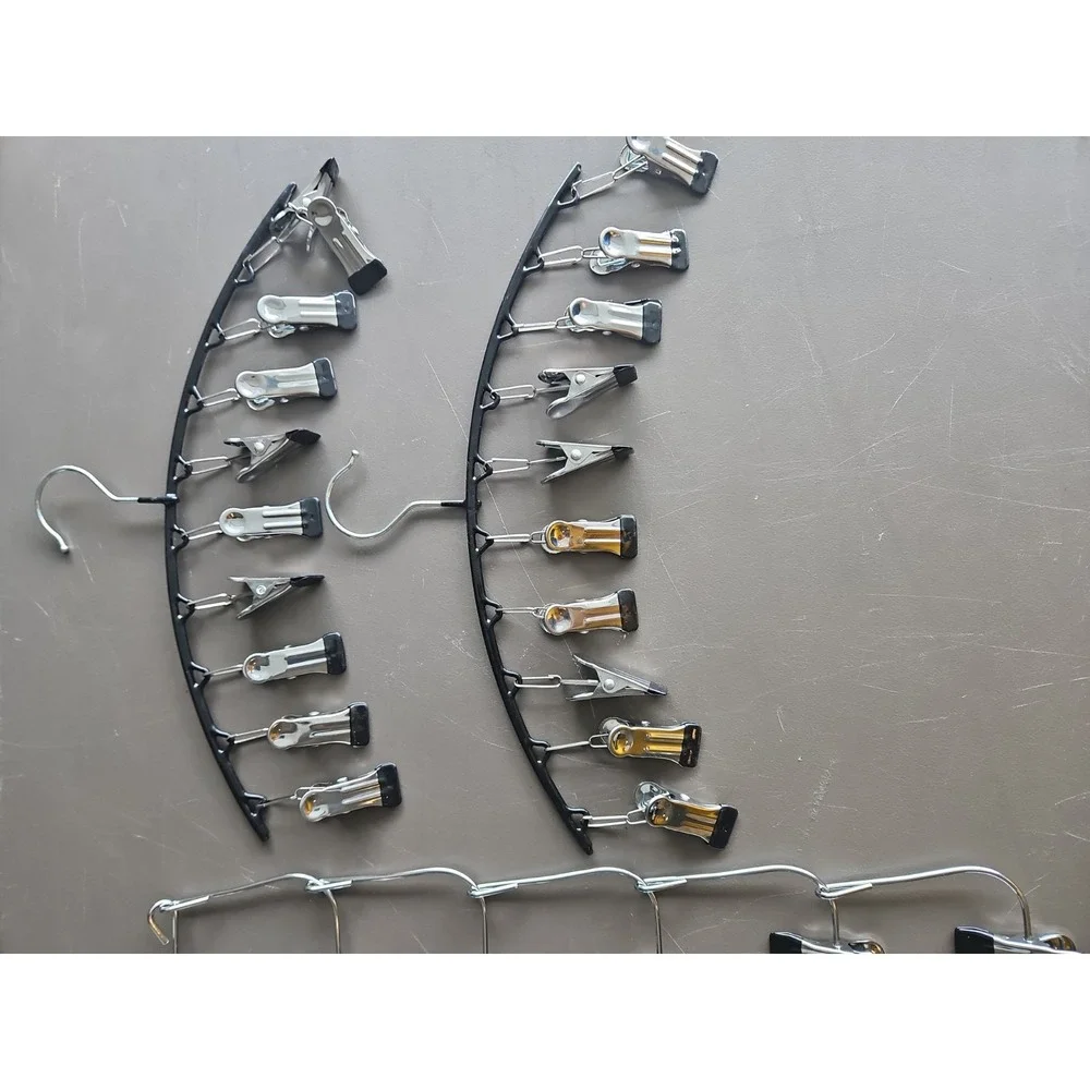 Unbranded Multi Tier Pant Hanger Set Unisex OS Silver Good Metal Clip Lot